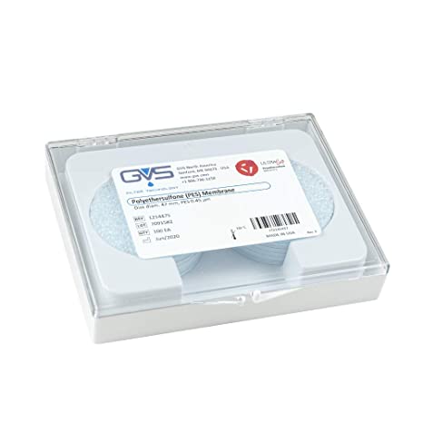 GVS Life Sciences 1214475 Polyethersulfone Magna Membrane Filter Disks 0.45 Micron Pore Size 47mm Diameter Box of 100 